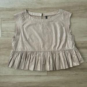 Anthropologie Metallic Dusty Pink Sleeveless Blouse